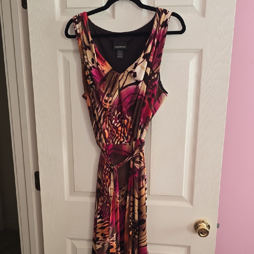 Lane Bryant Vibrant Pink and‎ Brown Maxi Dress